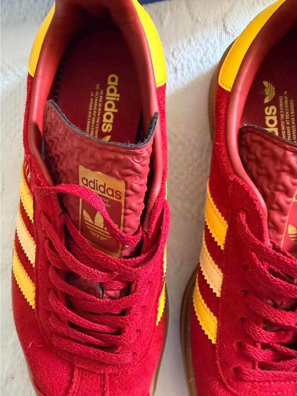 Adidas Red and Yellow Suede Sneakers